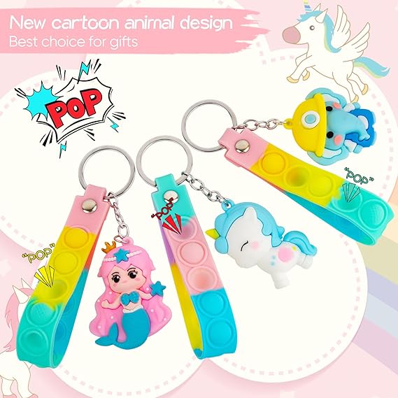 3D Animal Pop Fidget Keychain – Mini Sensory Toy for Teens (Single Fidget Prize)