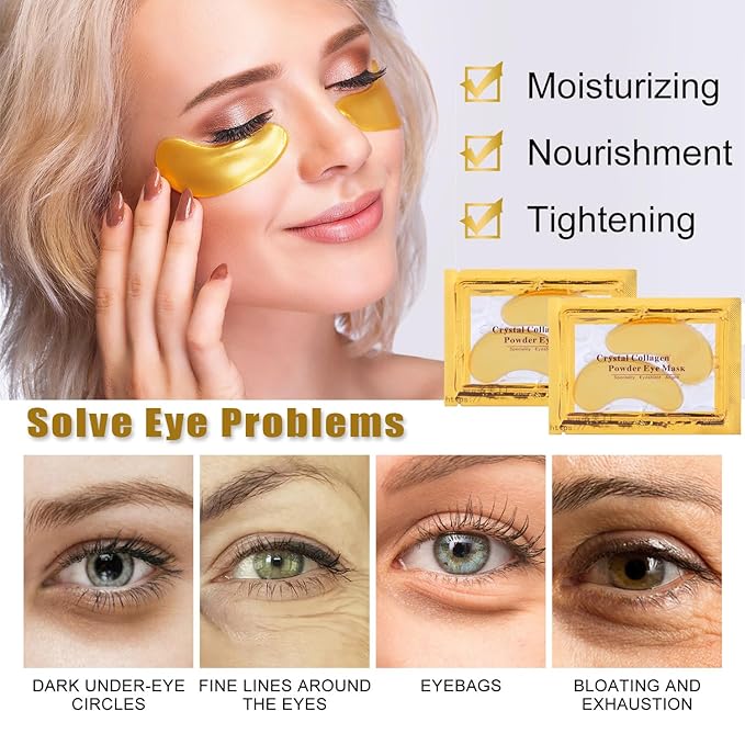 Miniling 24K Gold Eye & Lip Mask Set – Collagen Crystal Gel for Hydration & Glow (Single Set)