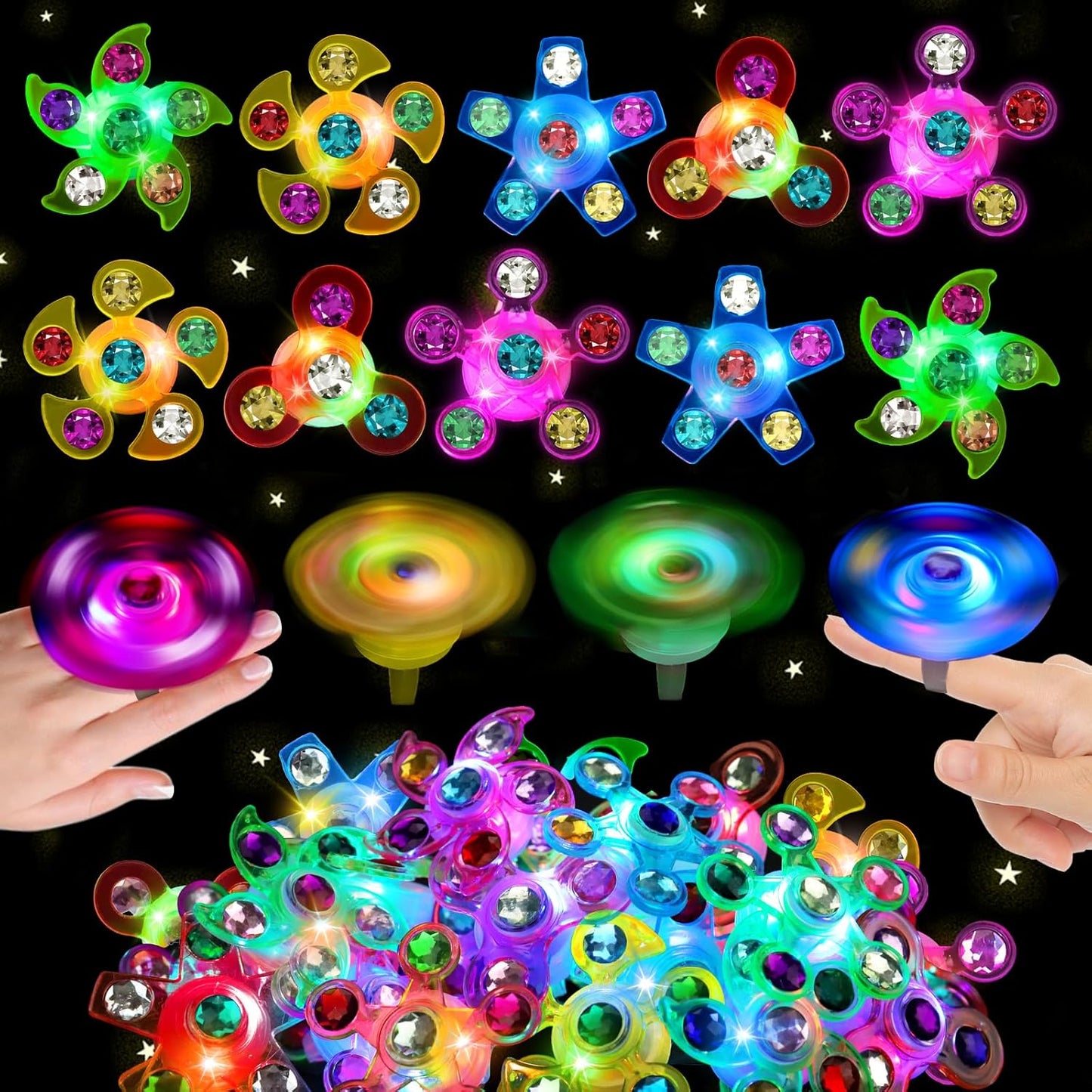 LED Light-Up Fidget Spinner Ring | Assorted | Mystery Game Prize