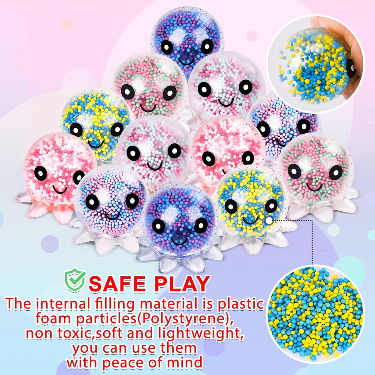 Octopus Stress Ball | Soft Squeeze Fidget | Mystery Game Prize